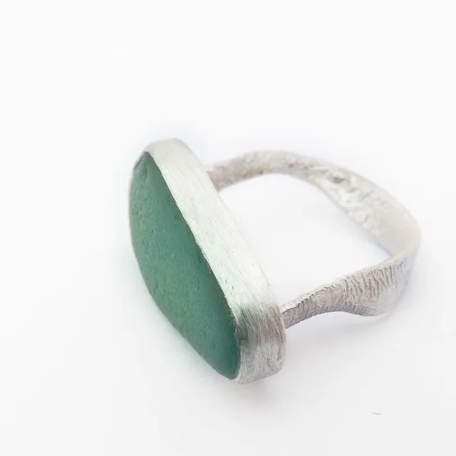 Sea-Glass Eco-Silver Ring medium