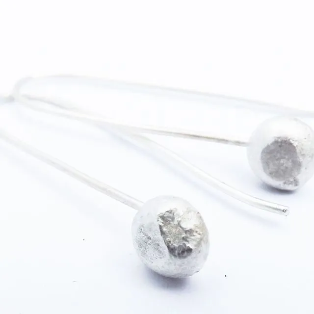 Silver Fused Moon Earrings