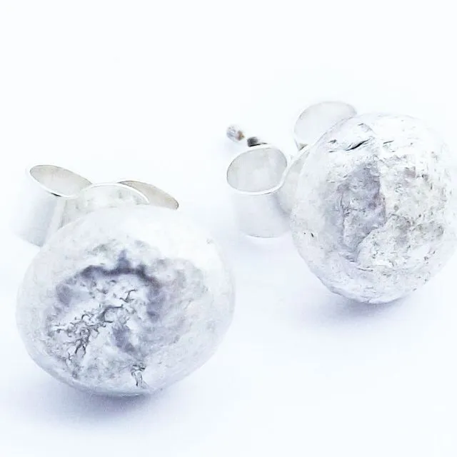Silver Fused Moon Studs
