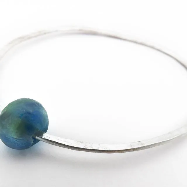 Silver Recycled Bottle Bead Bangle