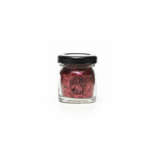 Red extra chunky mix bio glitter, glass jar