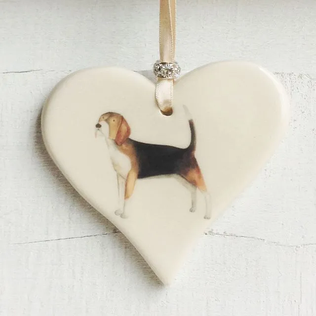 Beagle Ceramic Heart