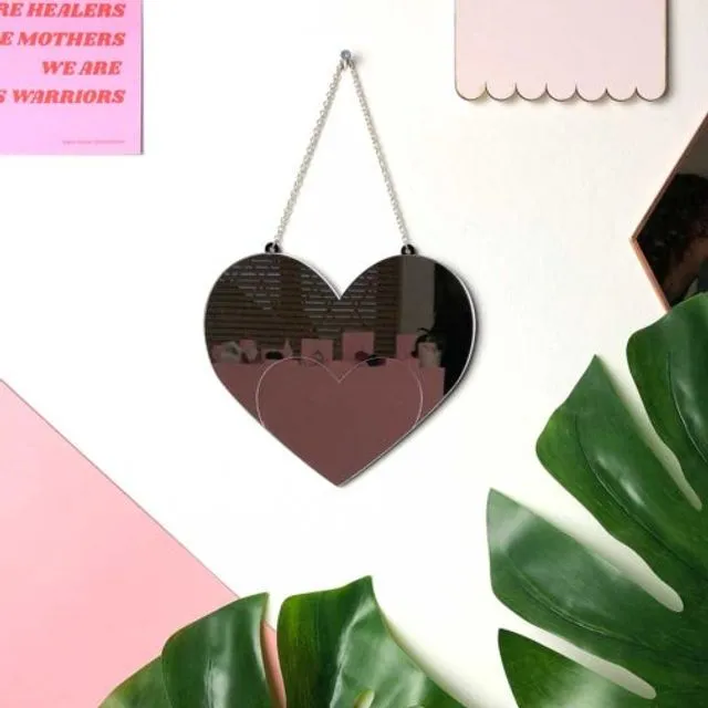 Love, Heart Acrylic Wall Mirror