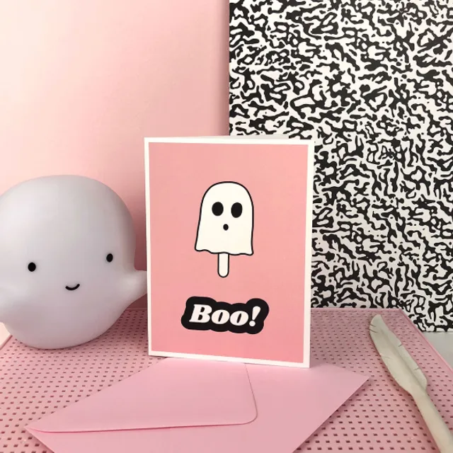 Boo Ghost Halloween Greetings Card