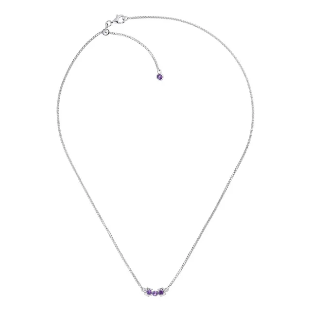 San Shi Amethyst Necklace, Sterling Silver