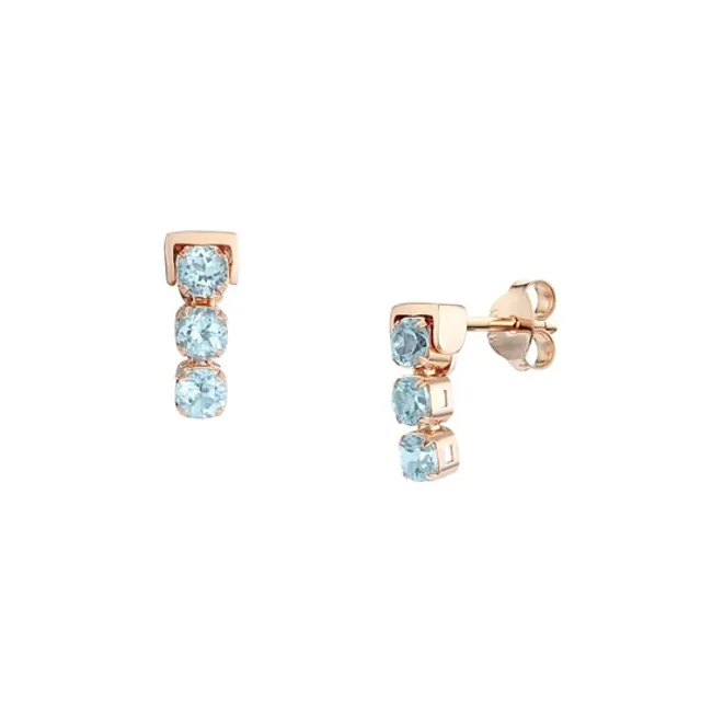 San Shi Blue Topaz Stud Earrings, Rose Gold Vermeil