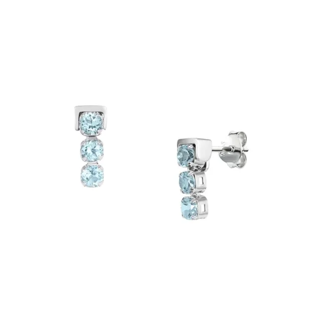 San Shi Blue Topaz Stud Earrings, Sterling Silver