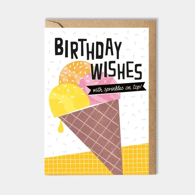 Birthday card: Birthday wishes with sprinkles on top