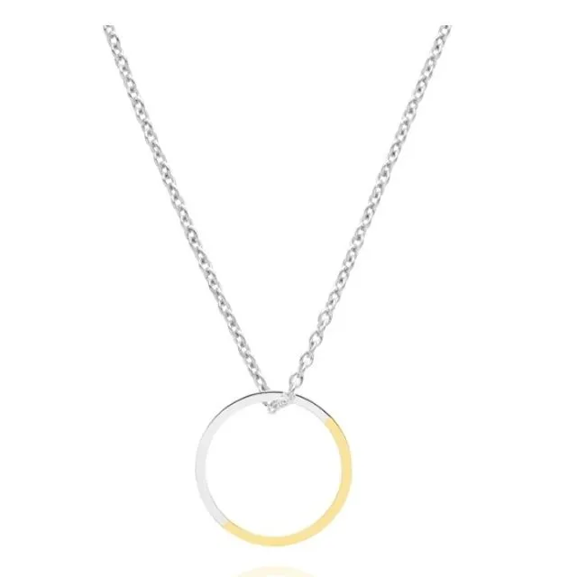 Two-tone Circle Necklace - Yellow Gold