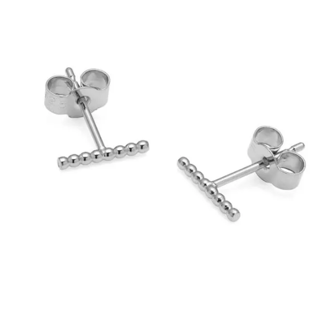 Sphere Bar Stud Earrings - Silver