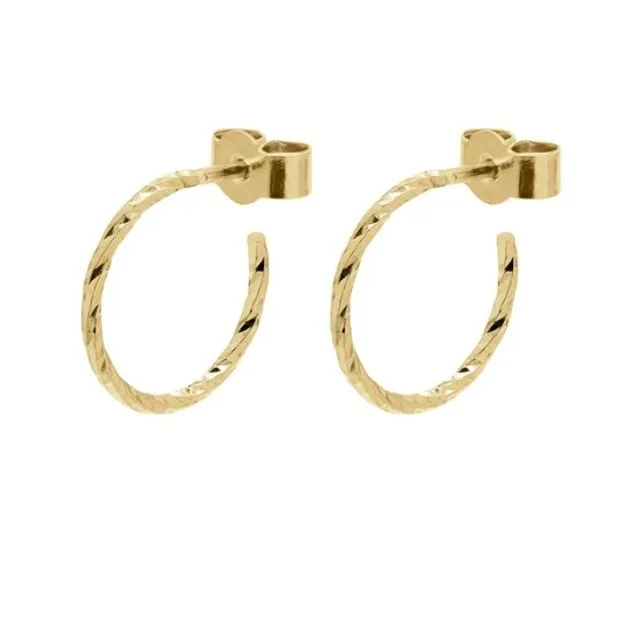 Mini Diamond Hoop Earrings - Gold