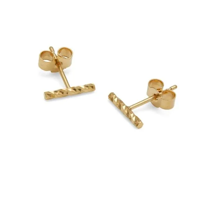 Diamond Bar Stud Earrings - Gold