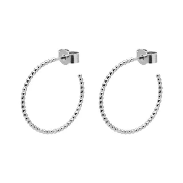Medium Sphere Hoop Earrings - Silver