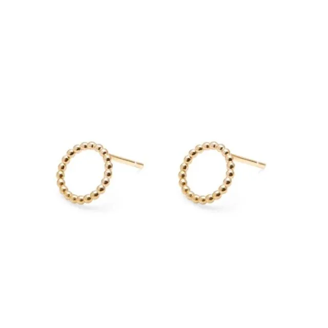 Mini Sphere Circle Stud Earrings  - Gold