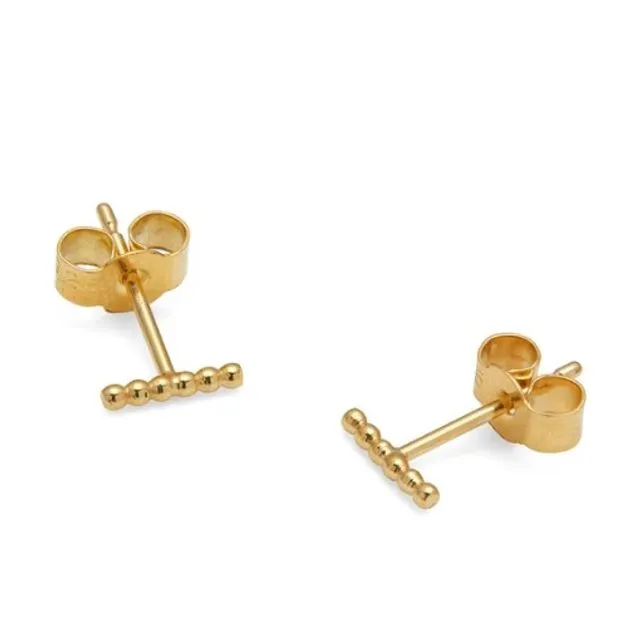 Mini Sphere Bar Stud Earrings - Gold