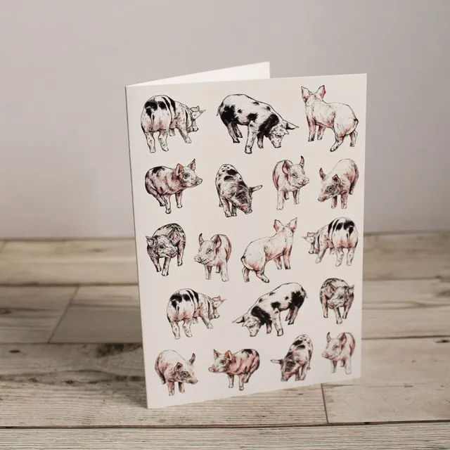 Piglets Greeting Card | Hand Drawn Design by Gemma Keith