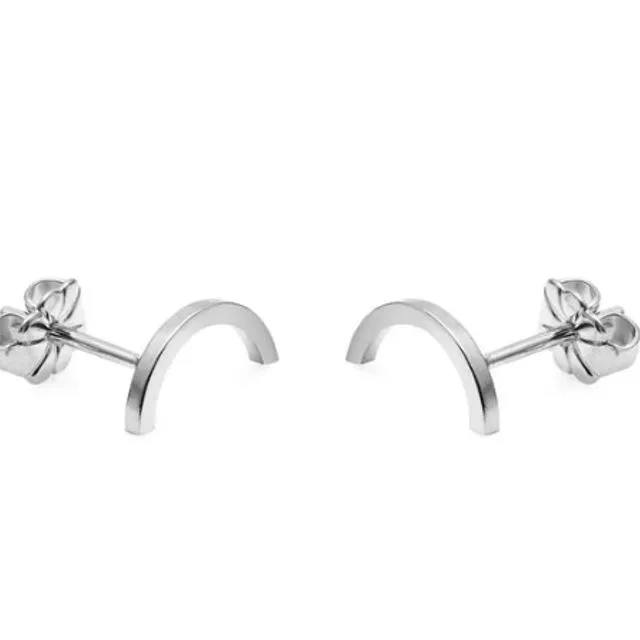 Arc Stud Earrings Silver