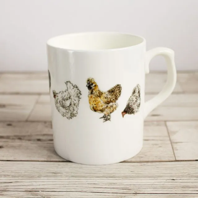 Chickens Bone China Mug | Hand Printed and Designed by Gemma Keith