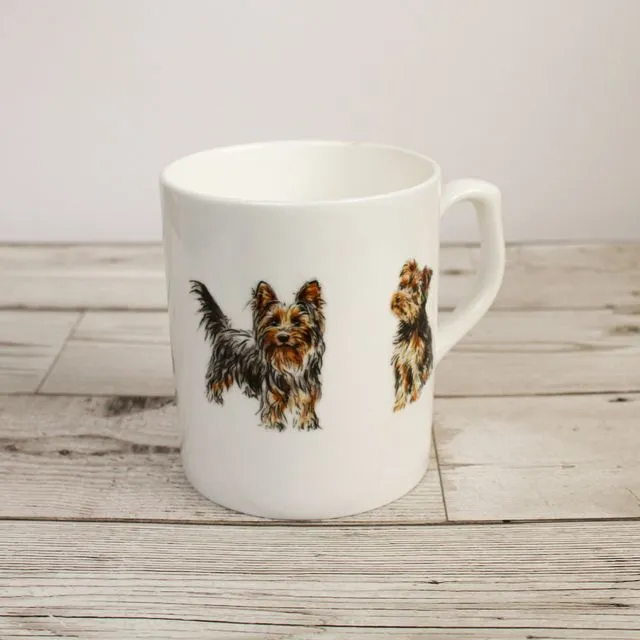 Yorkshire Terrier Dog Bone China Mug | Hand Printed and Designed by Gemma Keith