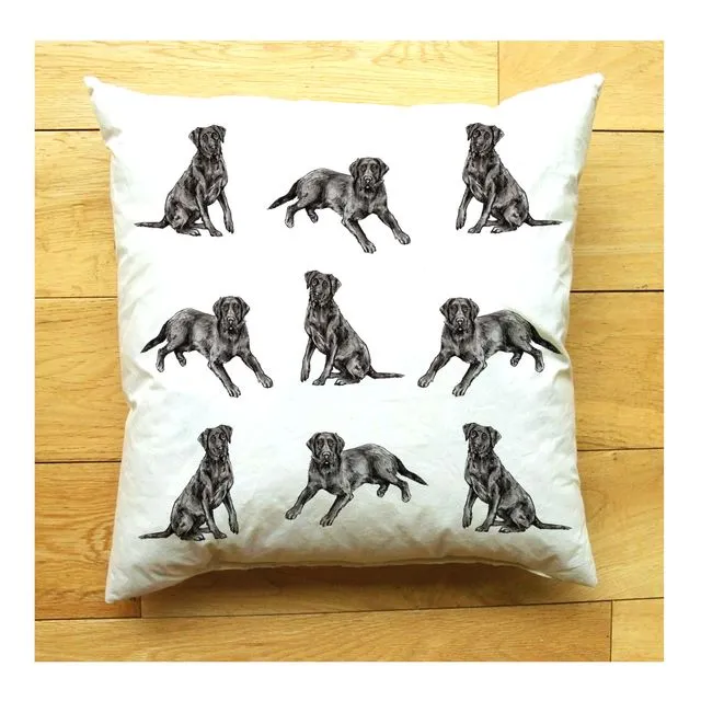 Black Labrador Medium Cushion | Handmade and Designed by Gemma Keith