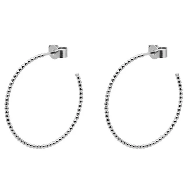 Large Sphere Hoop Earrings - Silver