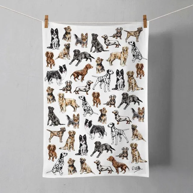 Lots of Dogs Cotton Tea Towel | Printed in the UK | Designed by Gemma Keith