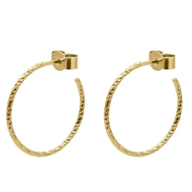 Medium Diamond Hoop Earrings - Gold