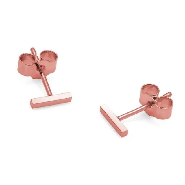 Mini Bar Stud Earrings - 9k Rose Gold