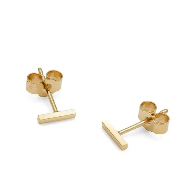 Mini Bar Stud Earrings - Gold