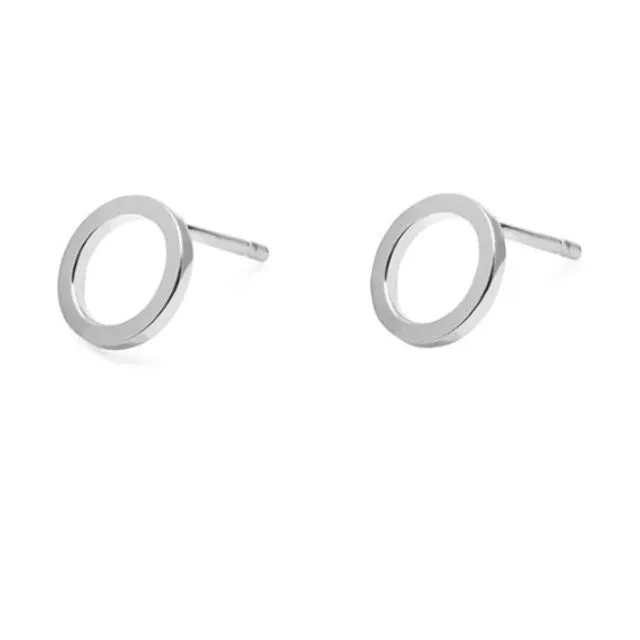 Mini Circle Stud Earrings - Silver