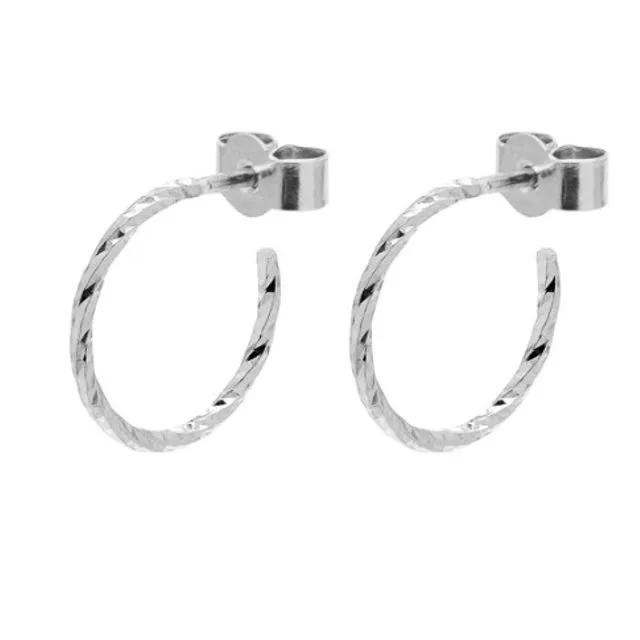 Mini Diamond Hoop Earrings - Silver