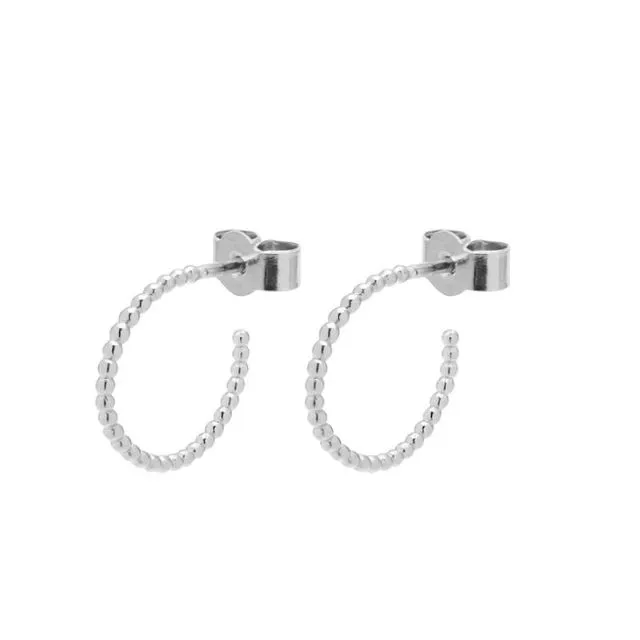 Mini Sphere Hoop Earrings - Silver