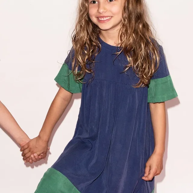 Romy Dress in green and blue tencel