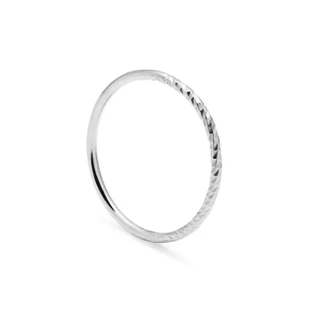 Skinny Diamond Paradox Stacking Ring - Silver