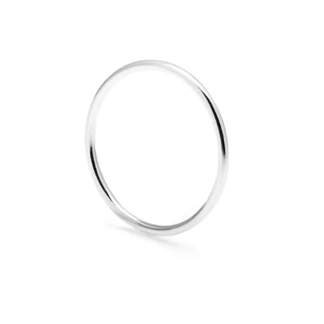 Skinny Round Stacking Ring - Silver