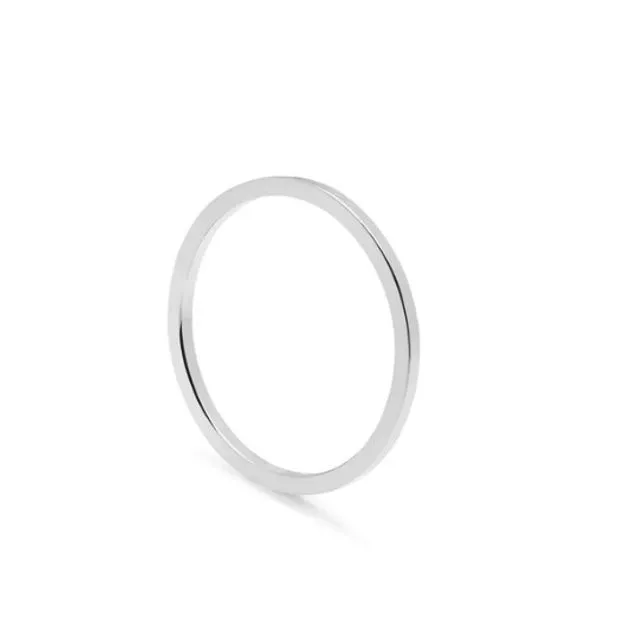 Skinny Square Stacking Ring - Silver