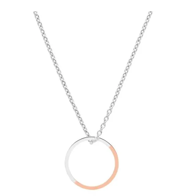 Two-tone Circle Necklace - Rose Gold