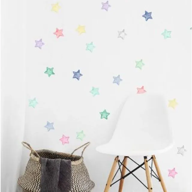Stars MulticolourWall Stickers (40 stars on 2 A4 size sheets)