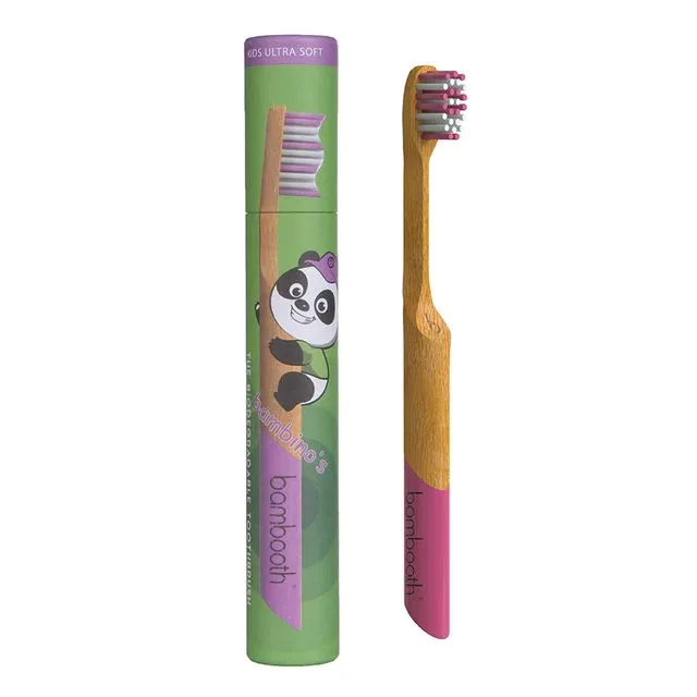 Kids Bamboo Toothbrush - Coral Pink