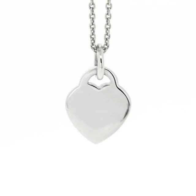Simply Silver 10mm Heart Tag Pendant with 18" Trace Chain