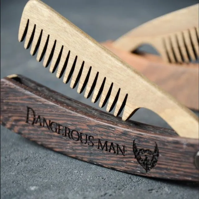 Wooden Beard Comb for Men (Wood Walnut+Wenge)