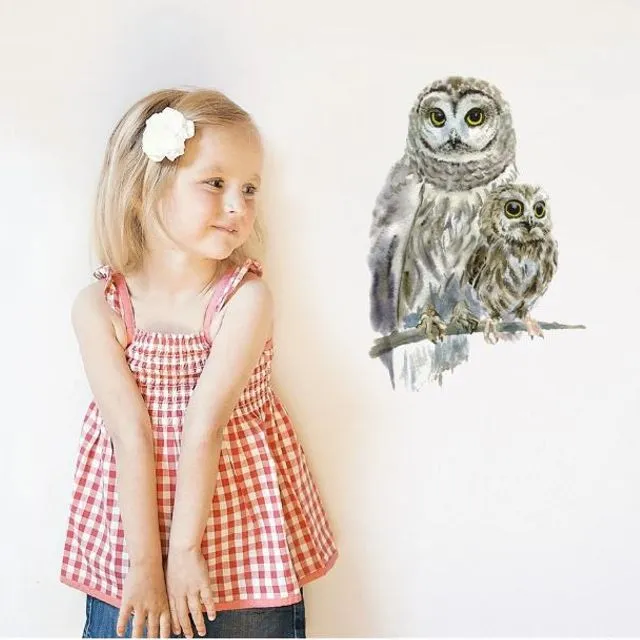 Woodland Owls Fabric Wall Stickers A4