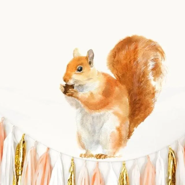 Red Squirrel Fabric Wall Sticker A4