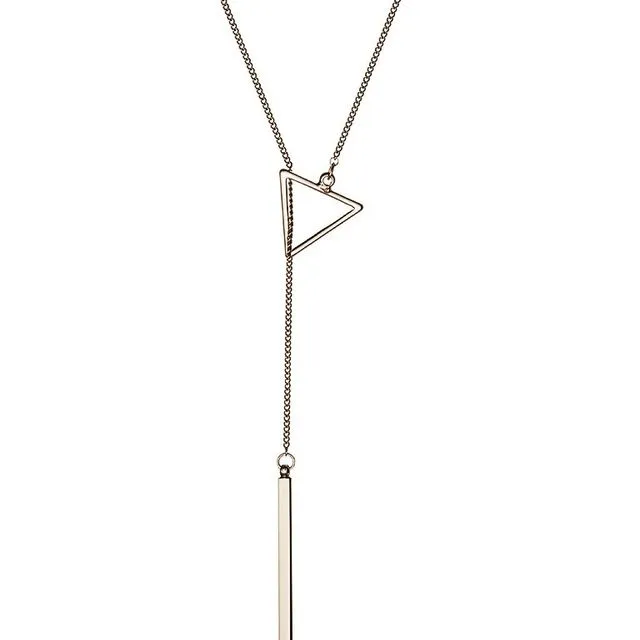Silver Plated Necklace with Triangle and Rod