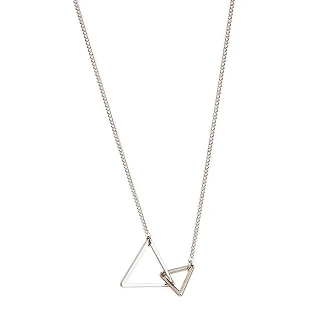 Silver Plated Necklace with Double Triangle