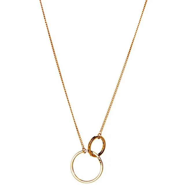 Gold Plated Necklace with Double Circle