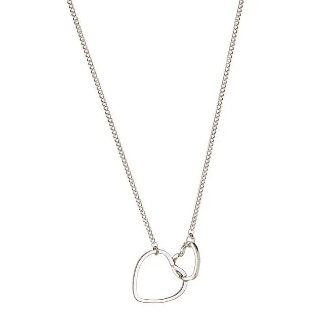 Silver Plated Necklace with Double Heart