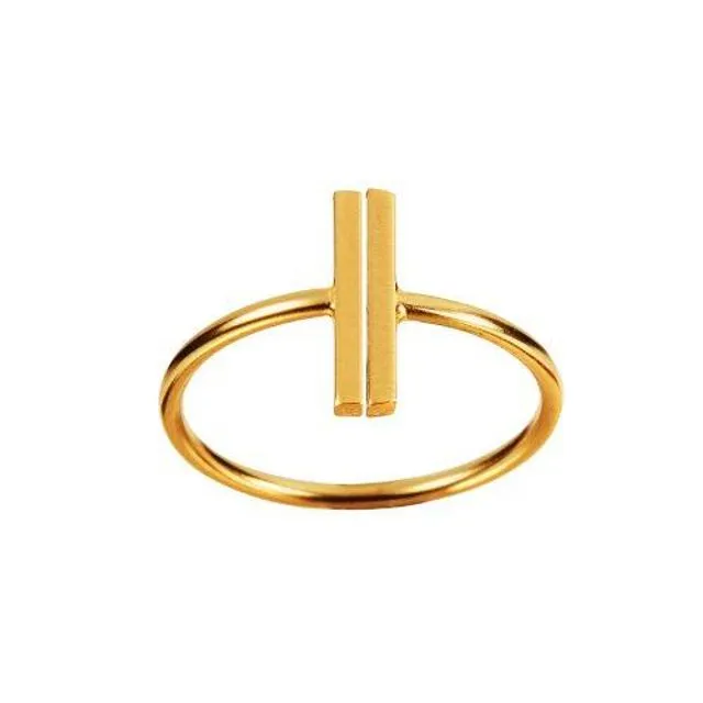 Gold Plated Ring with two Rods