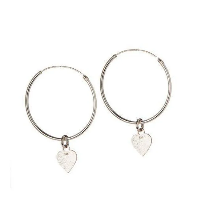 Silver Hoop with Heart 22 MM