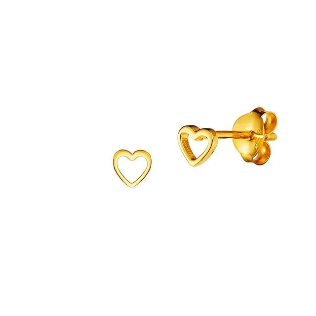 Gold Plated Open Heart Stud Earring
